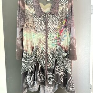 John Mark Elegant Gray and Cream Dress